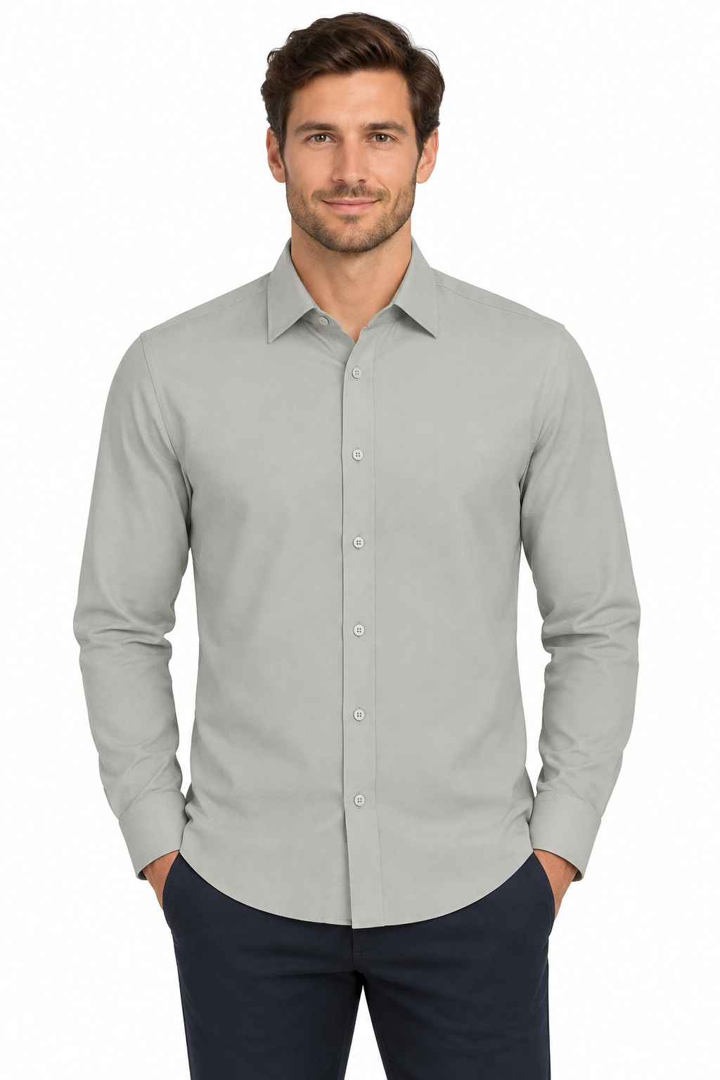 The Bleu Label Cotton Full Sleeve Solid Shirt - GREY