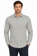 The Bleu Label Cotton Full Sleeve Solid Shirt - GREY