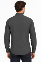 The Bleu Label Cotton Full Sleeve Solid Shirt - DARK GREY