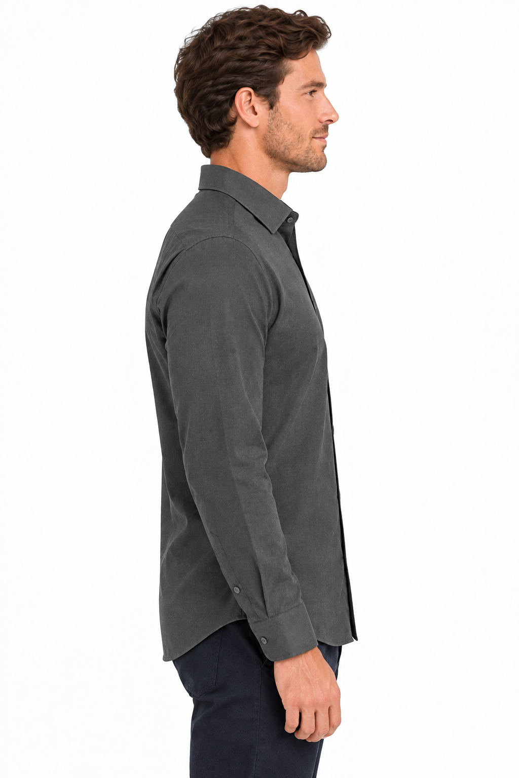 The Bleu Label Cotton Full Sleeve Solid Shirt - DARK GREY