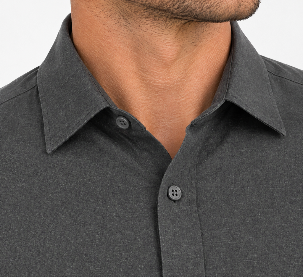 The Bleu Label Cotton Full Sleeve Solid Shirt - DARK GREY