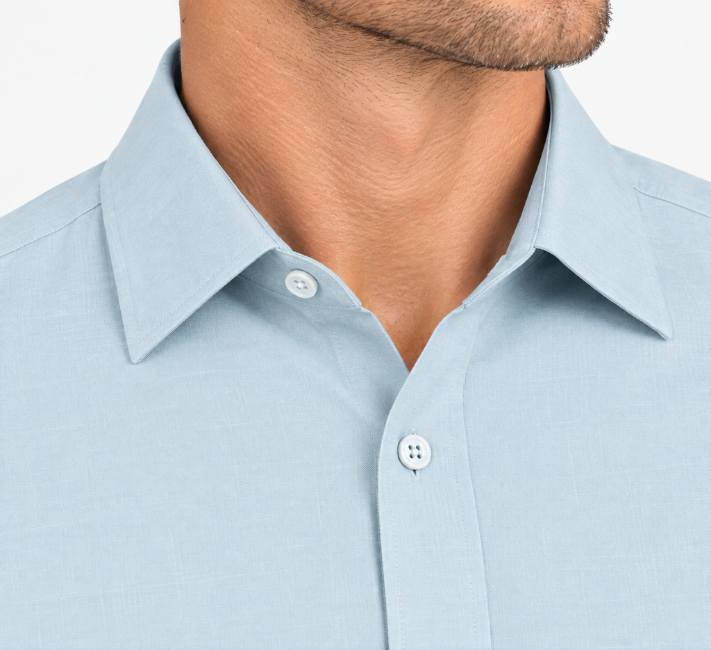 The Bleu Label Cotton Full Sleeve Solid Shirt - SKY BLUE