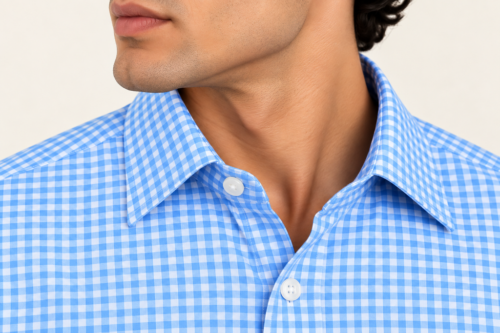 Full Sleeve Gingham Checkered Shirt - Sky Blue