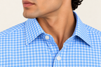 Full Sleeve Gingham Checkered Shirt - Sky Blue