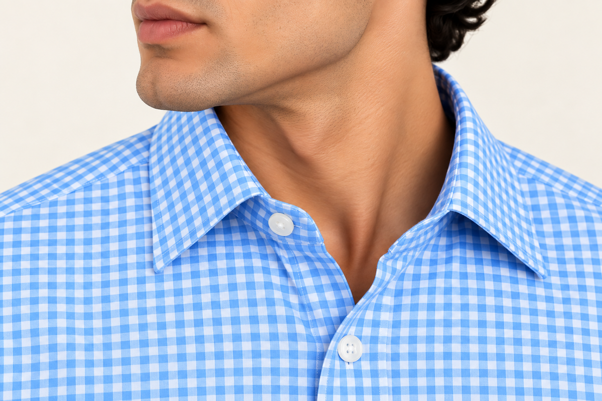 Full Sleeve Gingham Checkered Shirt - Sky Blue