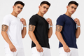 Men's Pack of 3 Rount Neck Cotton T-shirt - White, Black & Navy